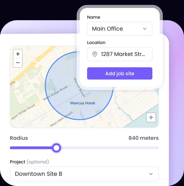 Geofenced-Baustellen per Adresse mit eigenem Radius und CSV-Import einrichten