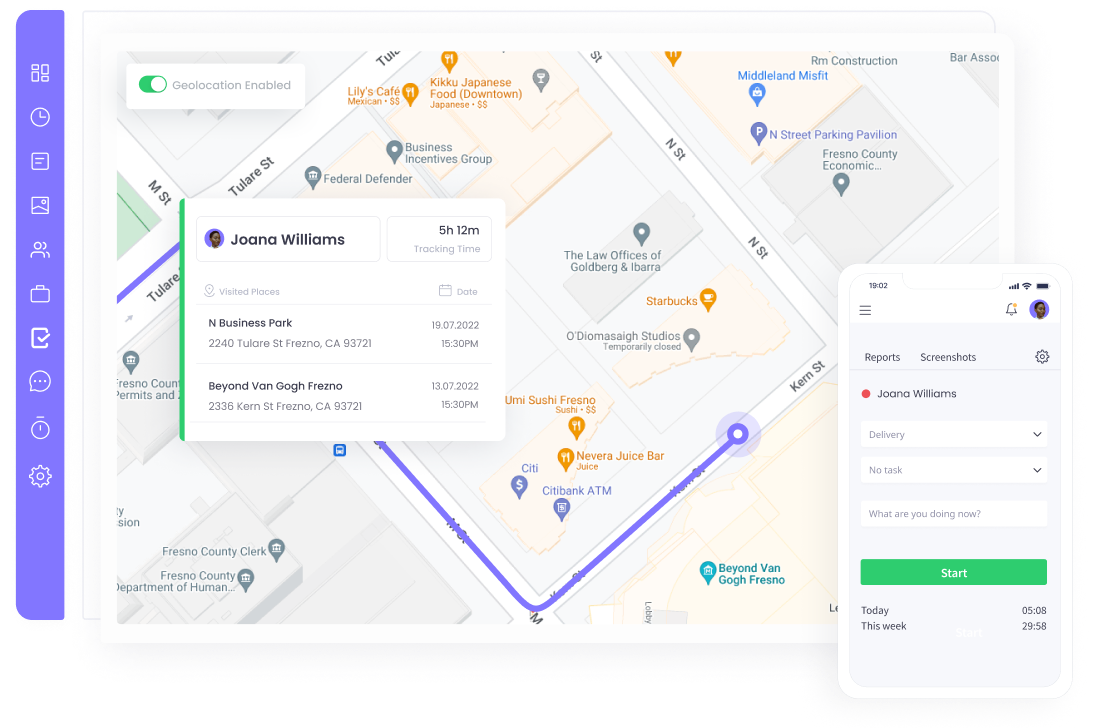 Geolocation GPS Tracking with WebWork Time Tracker Geolocation GPS Tracking | WebWork Features