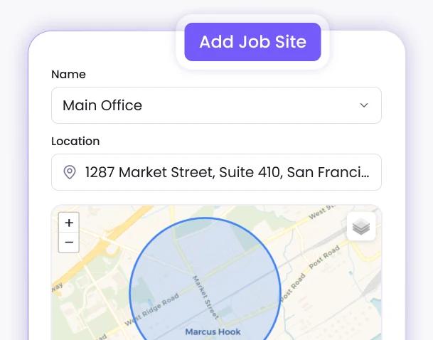 Configurando sitios de trabajo y definiendo límites de geovallado para cada ubicación en WebWork