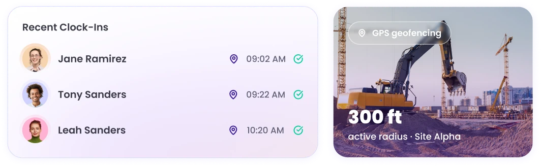 Pointeuse de chantier pour équipes avec pointages automatiques et géolocalisation
