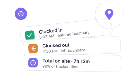 Hands-free clock-in and clock-out for logistics teams entering geofenced job sites