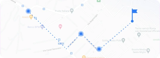 Route traces with directional arrows for logistics drivers running multi-stop days