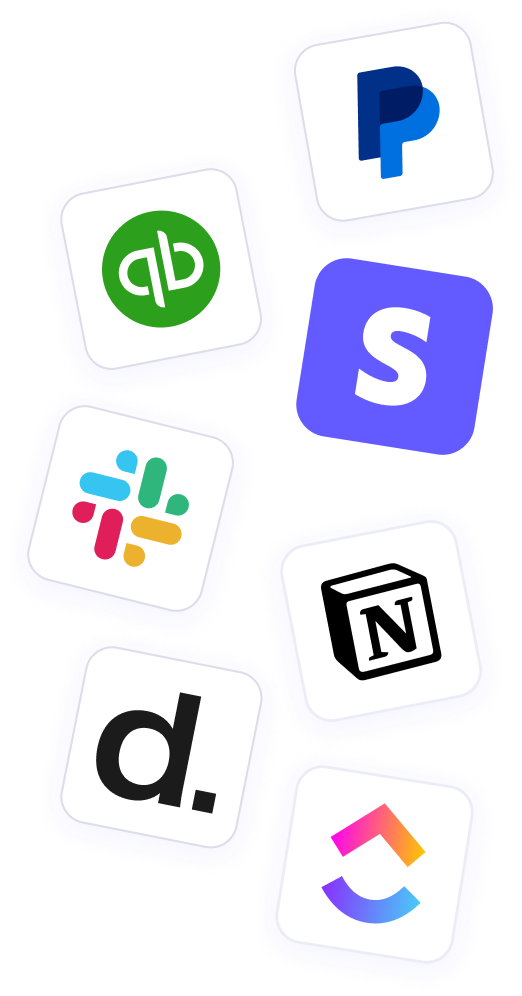 Blocos dos apps que se integram ao WebWork, entre eles o Zoho Books