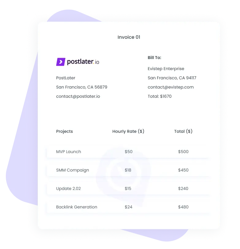 Invoice Generating Software Example Invoice example | WebWork Tracker