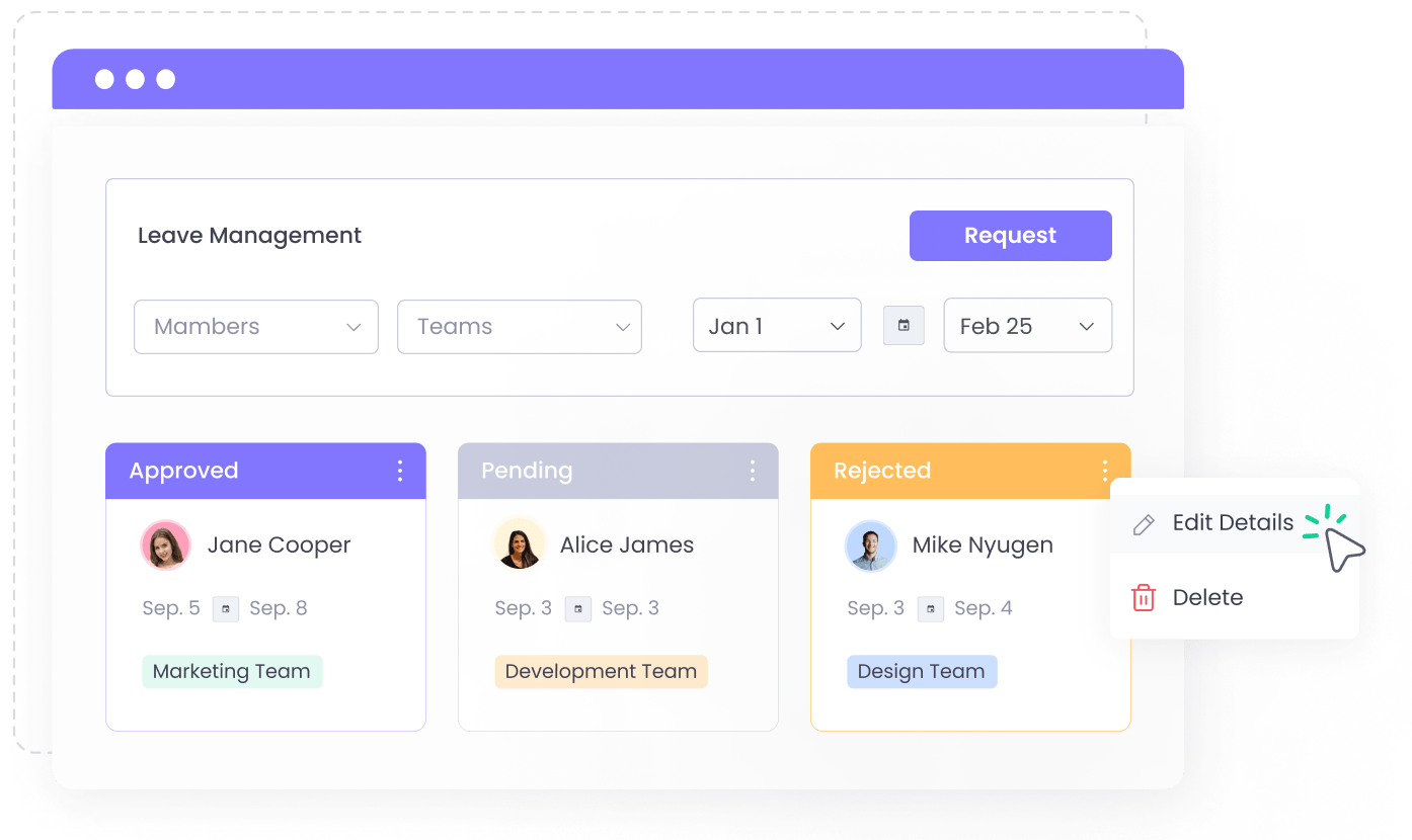 Save all the information with WebWork Time Tracker's Leave Management System Leave Management | WebWork Features
