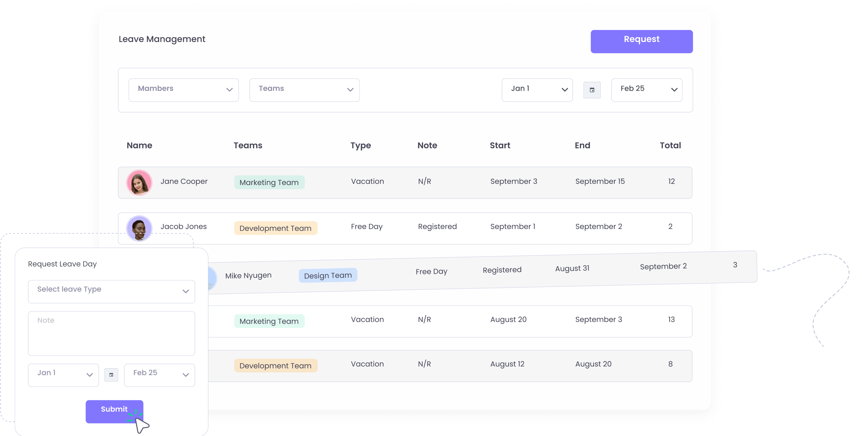 Simplify holiday and time-off requests with leave management