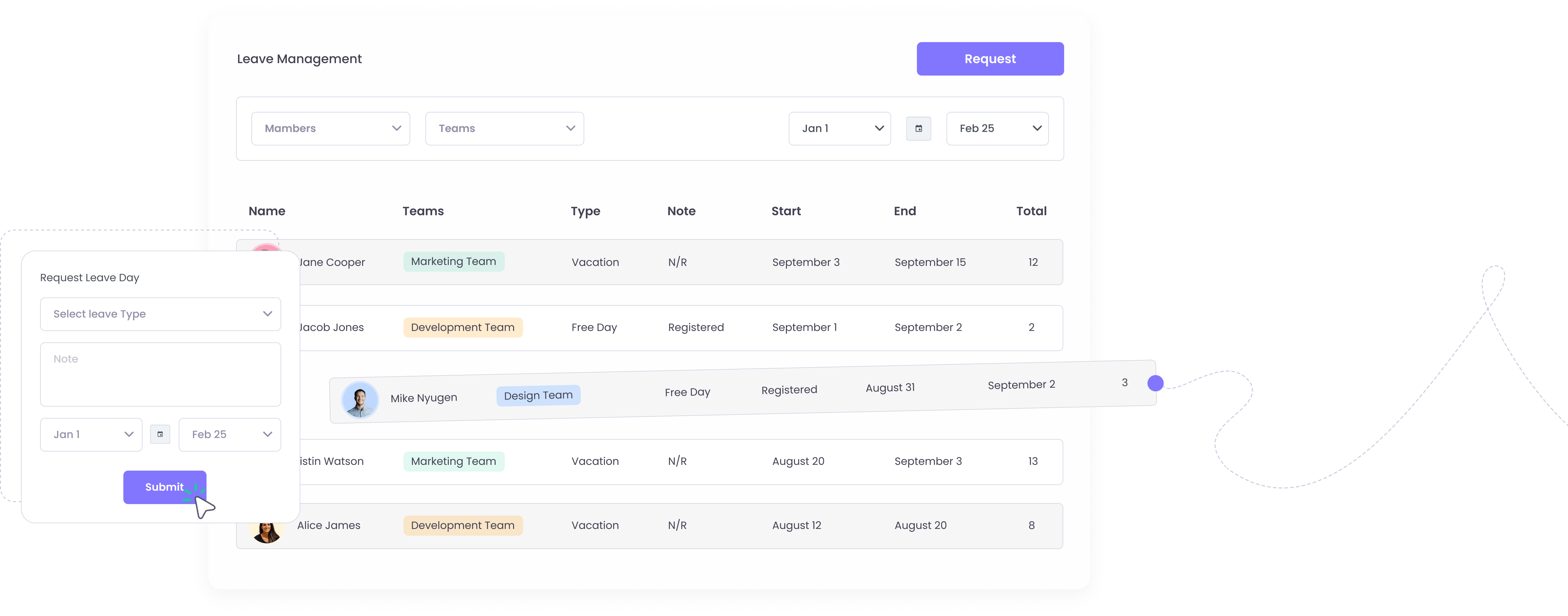 Leave Management System in WebWork Time Tracker Leave Management | WebWork Features