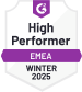 G2 High Performer EMEA Winter 2025 – WebWork Time Tracker G2 High Performer EMEA Time Tracking Software Winter 2025 badge awarded to WebWork Time Tracker