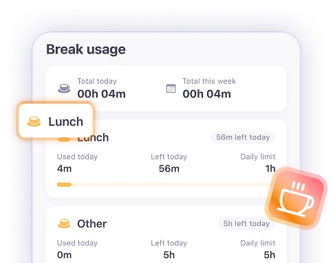 Break history and limit visibility in mobile time tracking app