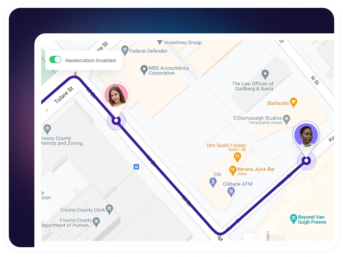Employee geolocation tracking with mobile time tracker