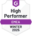 High Performer en EMEA, otoño de 2024 en G2 Premio High Performer en la región EMEA en G2, otoño de 2024