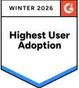 G2 Highest User Adoption Winter 2026 award recognizing WebWork Time Tracker as a trusted time tracking software