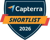 Badge Capterra Shortlist 2025 reçu par WebWork comme logiciel de suivi du temps de référence