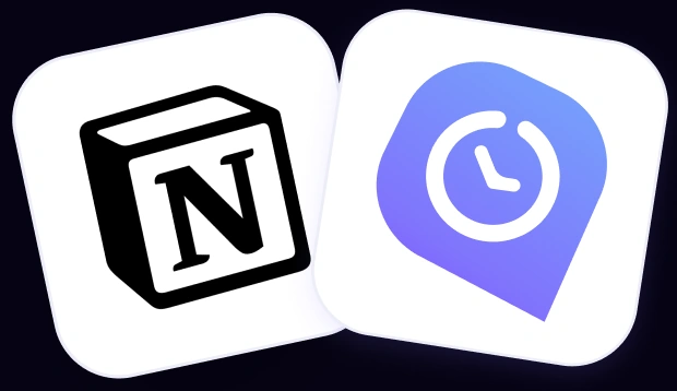 Logos de Notion y WebWork conectados para sincronizar el seguimiento de tiempo