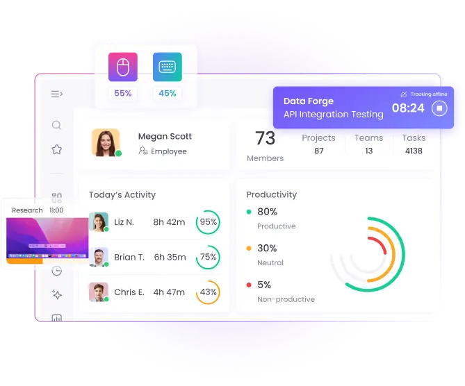 Monitor productivity anytime with offline time tracking software