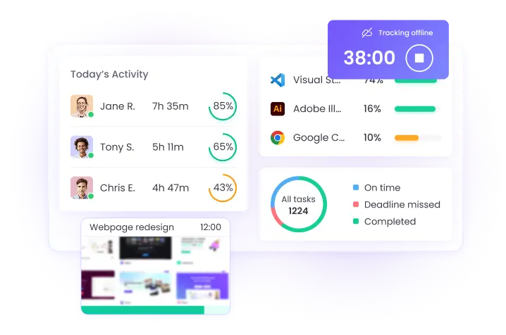 Offline time tracking software that records and syncs work automatically