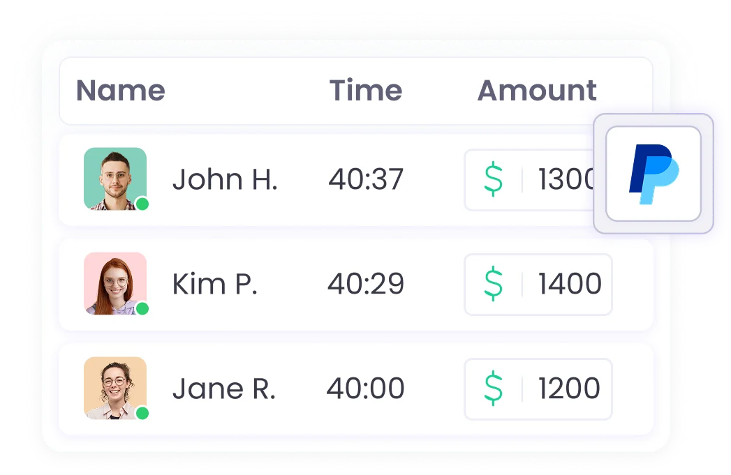 Effortless payments with PayPal time tracking integration