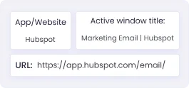 Advanced app and website monitoring tracking member usage with detailed URL and window title information