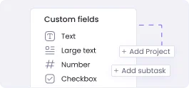 Add and track custom fields for tasks and projects to fit your workflow