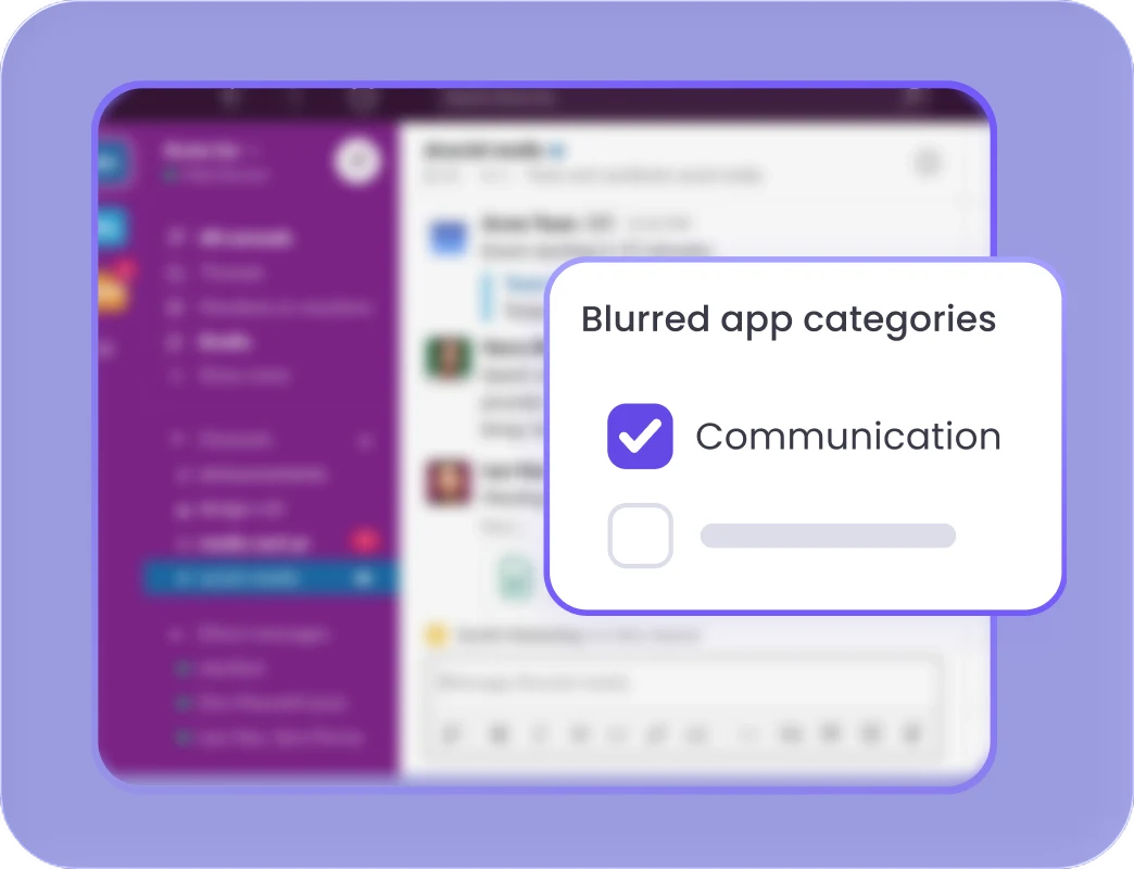 Blurred screenshots hiding on-screen text and details for privacy