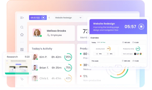 Employee time tracking solutions across desktop web and mobile platforms with seamless sync