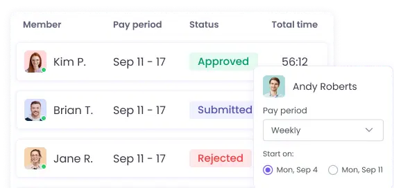 Employee timesheet software for automatic work hour tracking and payroll integration