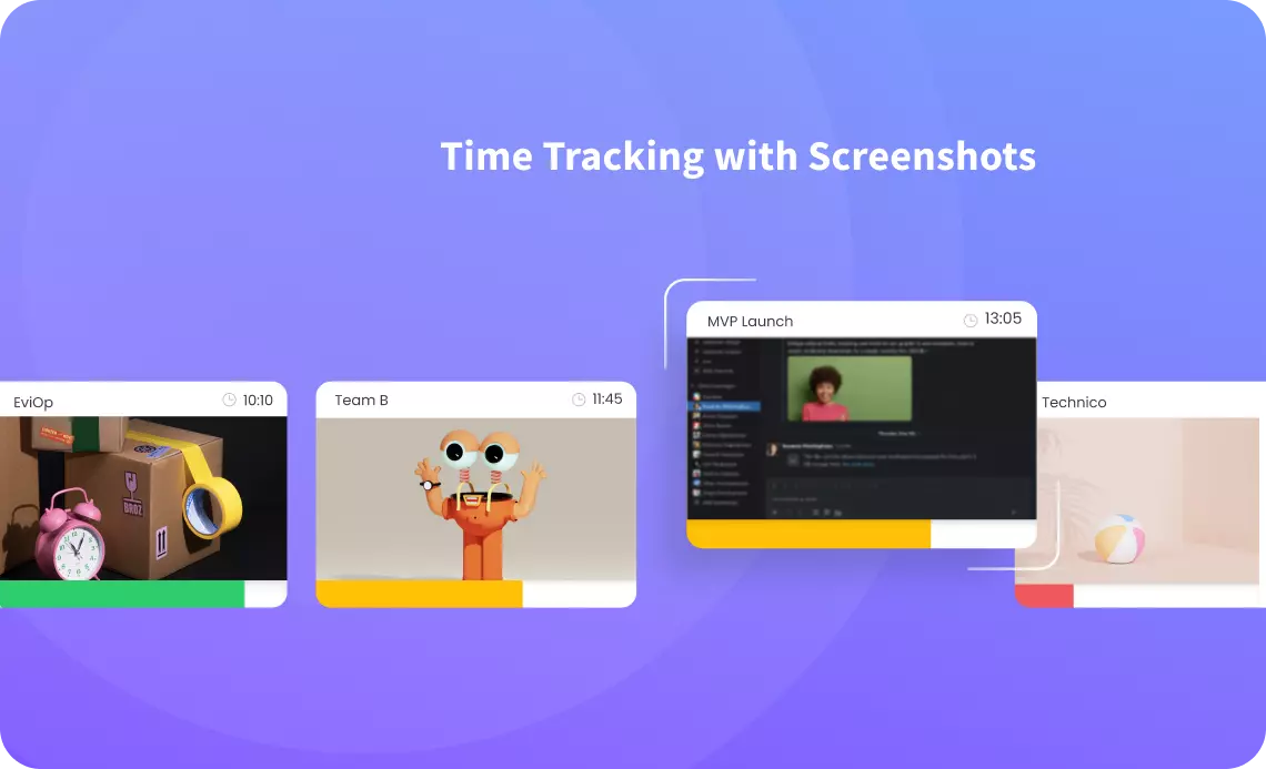 4 modes for real-time time tracking with screenshots