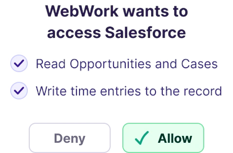 Connecting Salesforce to WebWork in under a minute on Enterprise edition and higher