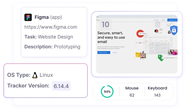 Employee screenshot monitoring with automatic screenshots tracking employee activity in real time