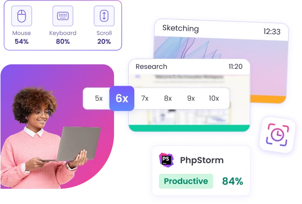 Employees tracking time with screenshots