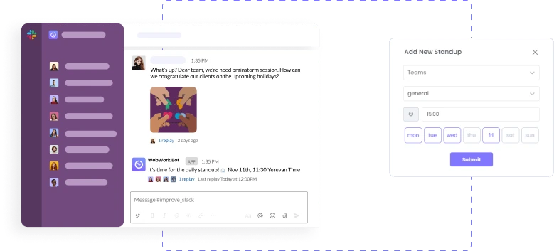 Organize stand-ups with WebWork Bot in Slack Stand-ups with WebWork Bot