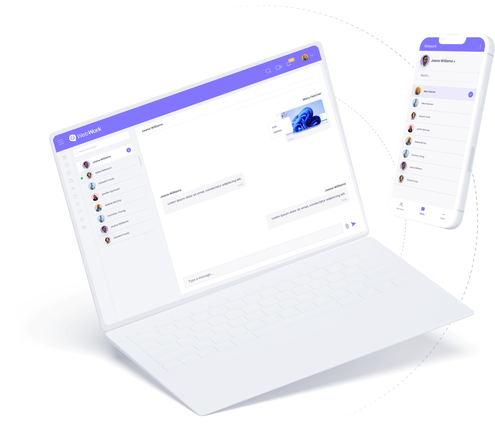 Track time and discuss work on the same platform. Team Chat | WebWork Features