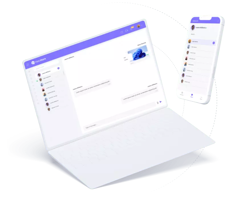 Track time and discuss work on the same platform. Team Chat | WebWork Features