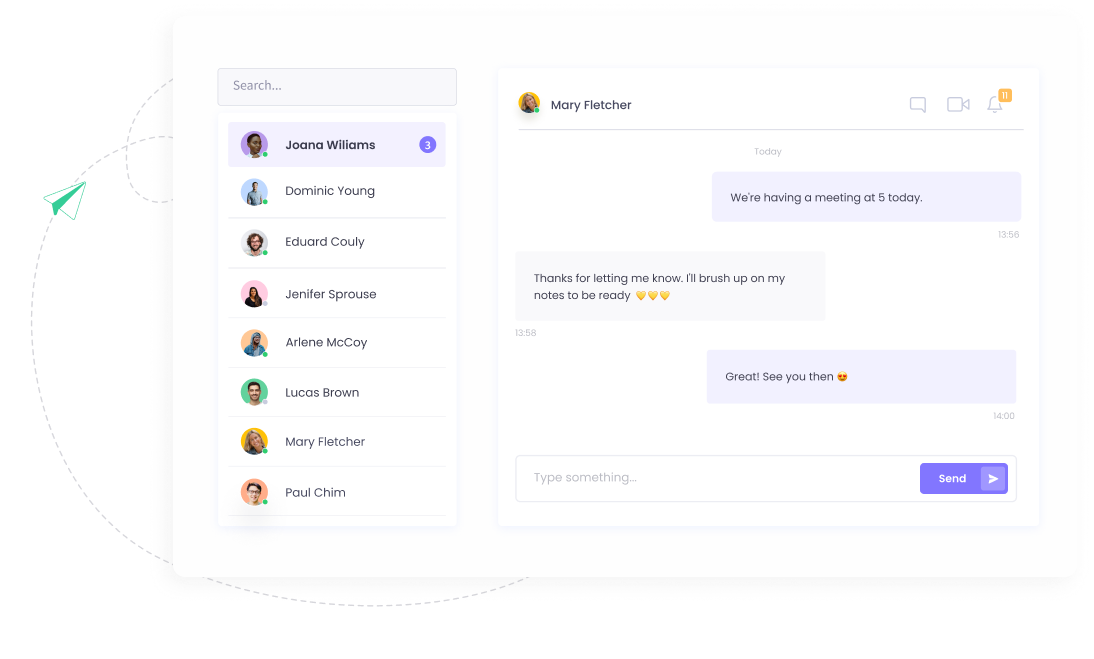 Track time and communicate with your team members in WebWork Time Tracker Team Chat | WebWork Features