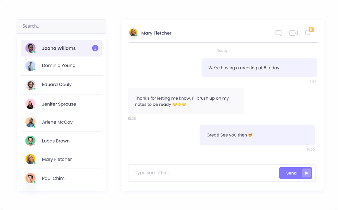 Track time and communicate with your team members in WebWork Time Tracker Team Chat | WebWork Features