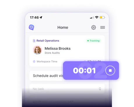 Mobile time tracking app for Android and iOS for employee time tracking across devices