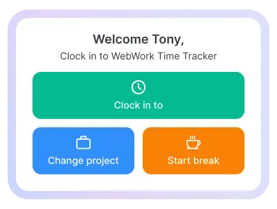 Time clock kiosk app works on any device so employees can clock in and out via Kiosk browser