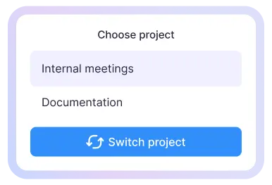 Employees select projects and tasks when clocking in