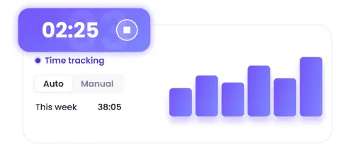 Team members tracking time automatically or adding manual entries as they work