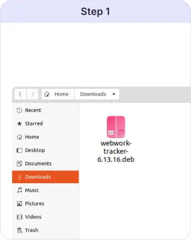 Installieren Sie den Linux-Zeit-Tracker mit der GUI Laden Sie den Zeit-Tracker für Linux herunter, suchen Sie die .deb-Datei und installieren Sie sie.