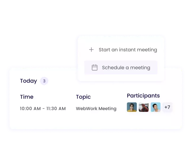 Start instant meetings or schedule them for later