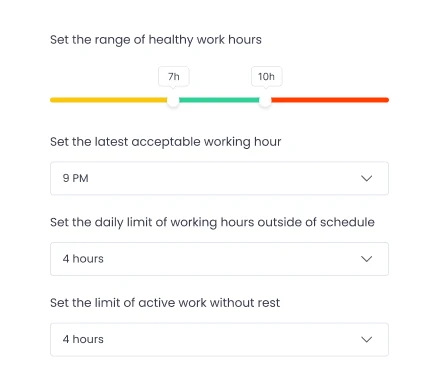Customizable work-life balance settings