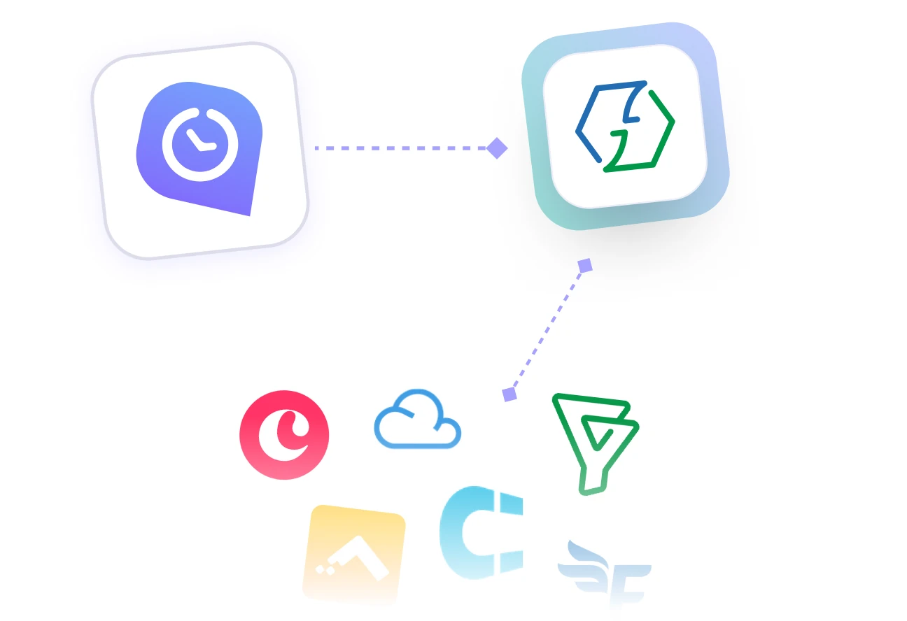 Zoho Flow time tracking integration sending records from CRM and support apps into WebWork