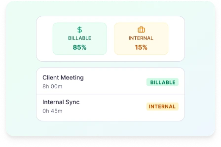 Séparation automatique des heures facturables clients et du temps interne