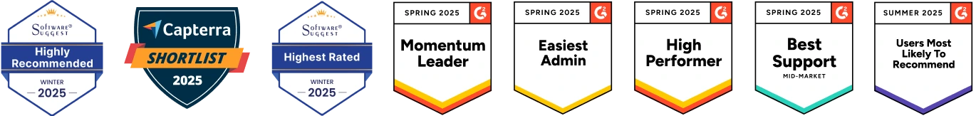 Awards and recognition on G2, Capterra, GetApp, SoftwareSuggest and Software Advice Trusted by users worldwide with top awards on G2, Capterra, GetApp, SoftwareSuggest and Software Advice