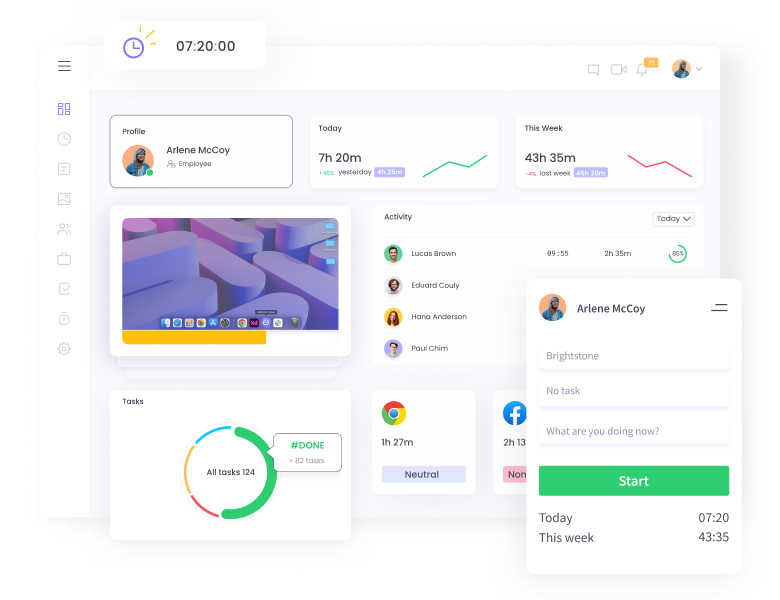 WebWork Tracker Software Dashboard: Tasks, Activity, and Time Tracking Features WebWork Tracker software dashboard displaying tasks, activity and time tracking features for efficient time management